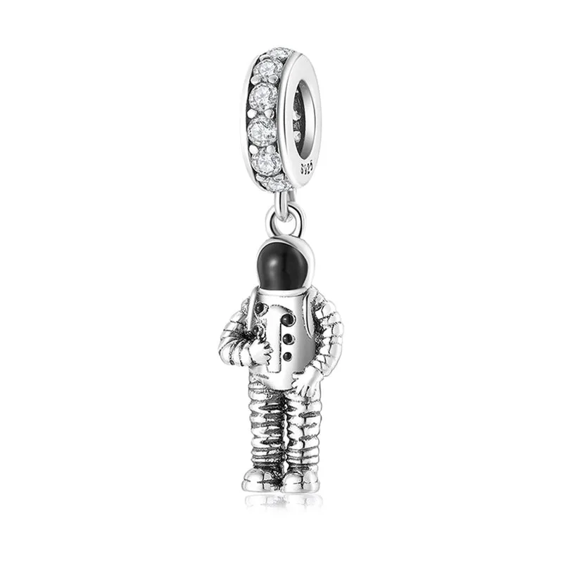 1 Piece Sterling Silver Zircon Enamel Plating Inlay Polished Pendant Beads