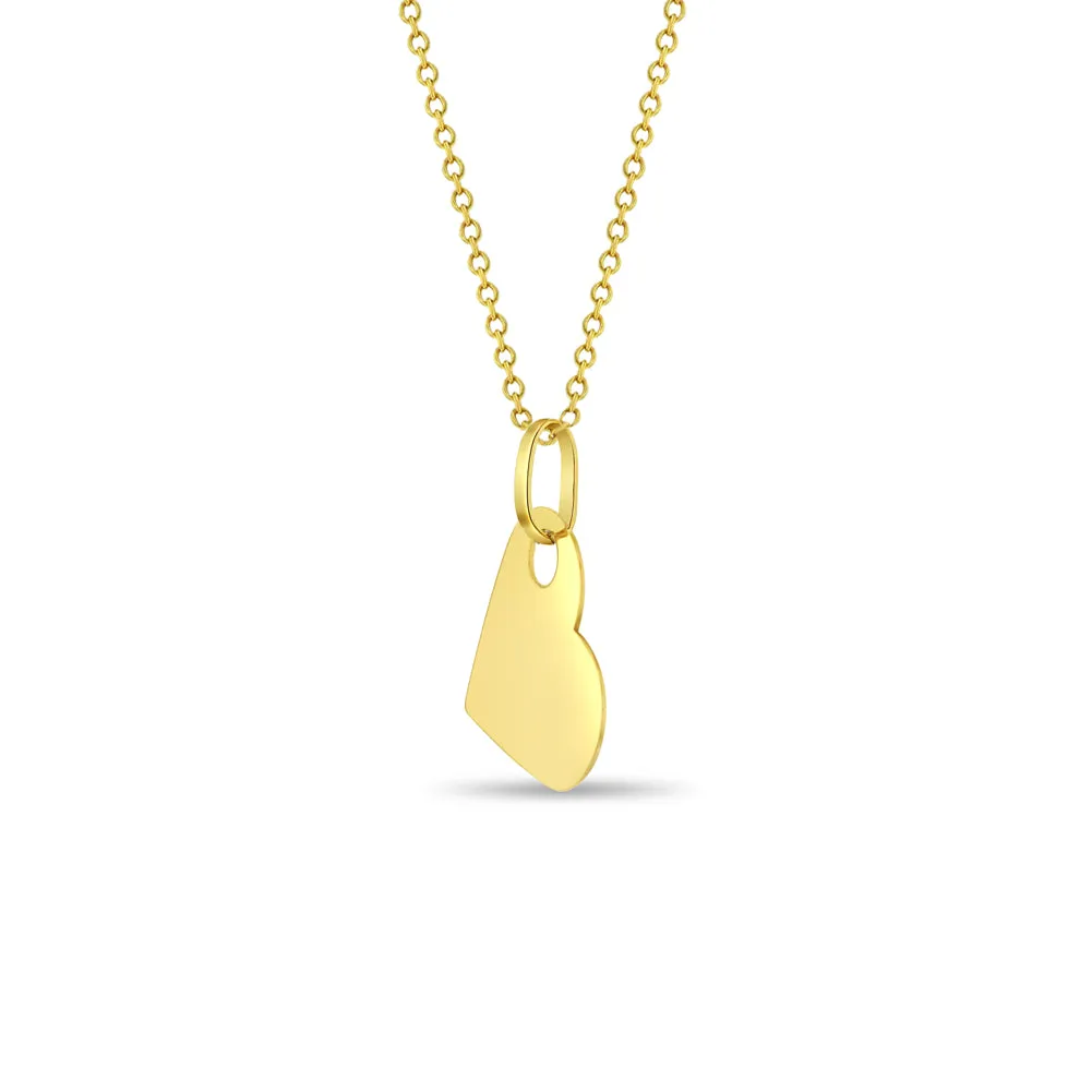 14k Gold Polished Tilted Heart Kids / Children's / Girls Pendant/Necklace
