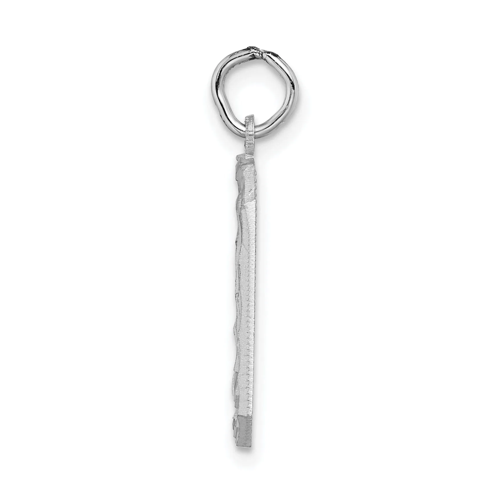 14k White Gold Diamond Cut Finish Large Size Number 0 Charm Pendant
