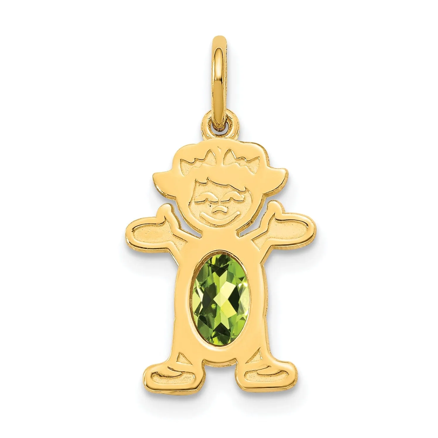 14k Yellow Gold Girl Oval Genuine Peridot