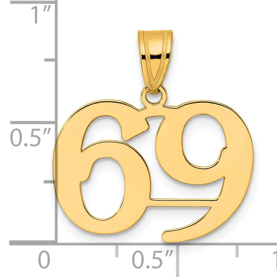 14k Yellow Gold Polished Finish Number 69 Charm Pendant