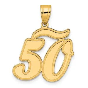 14k Yellow Gold Polished Finish Script Design Number 50 Charm Pendant