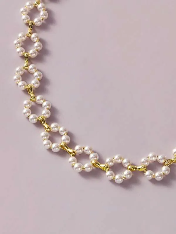 1pc Faux Pearl Beaded Choker for Women