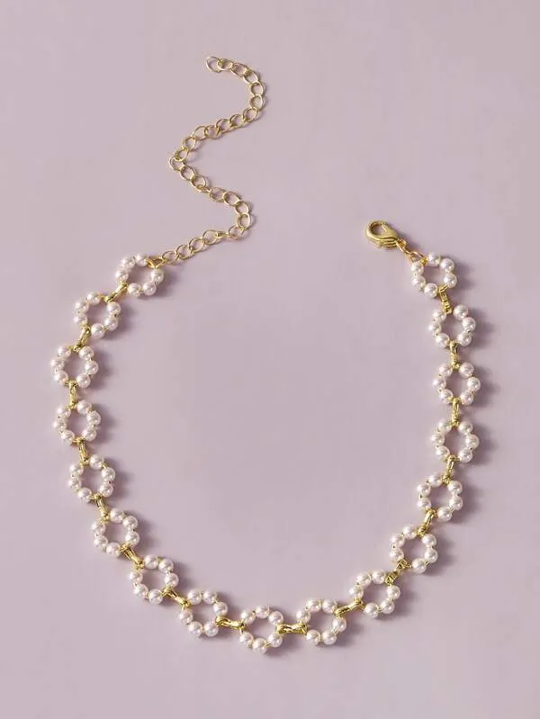 1pc Faux Pearl Beaded Choker for Women