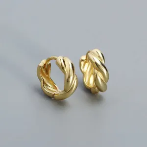 925 Sterling Silver Hoop Earrings Charm Jewelry - Twisted Metal Style - YH0445