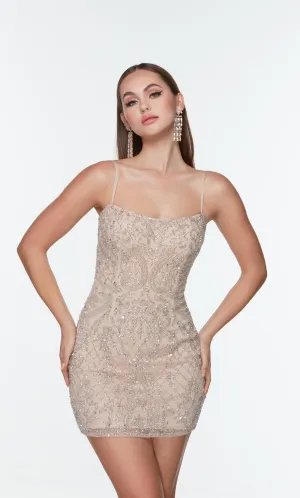 ALYCE Paris 4509 Homecoming Short Straight Across Embellished Straight Dress