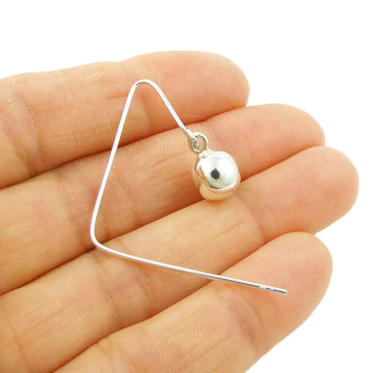 Angled 925 Silver Ball Bead Threader Drop Earrings