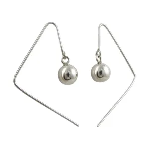 Angled 925 Silver Ball Bead Threader Drop Earrings