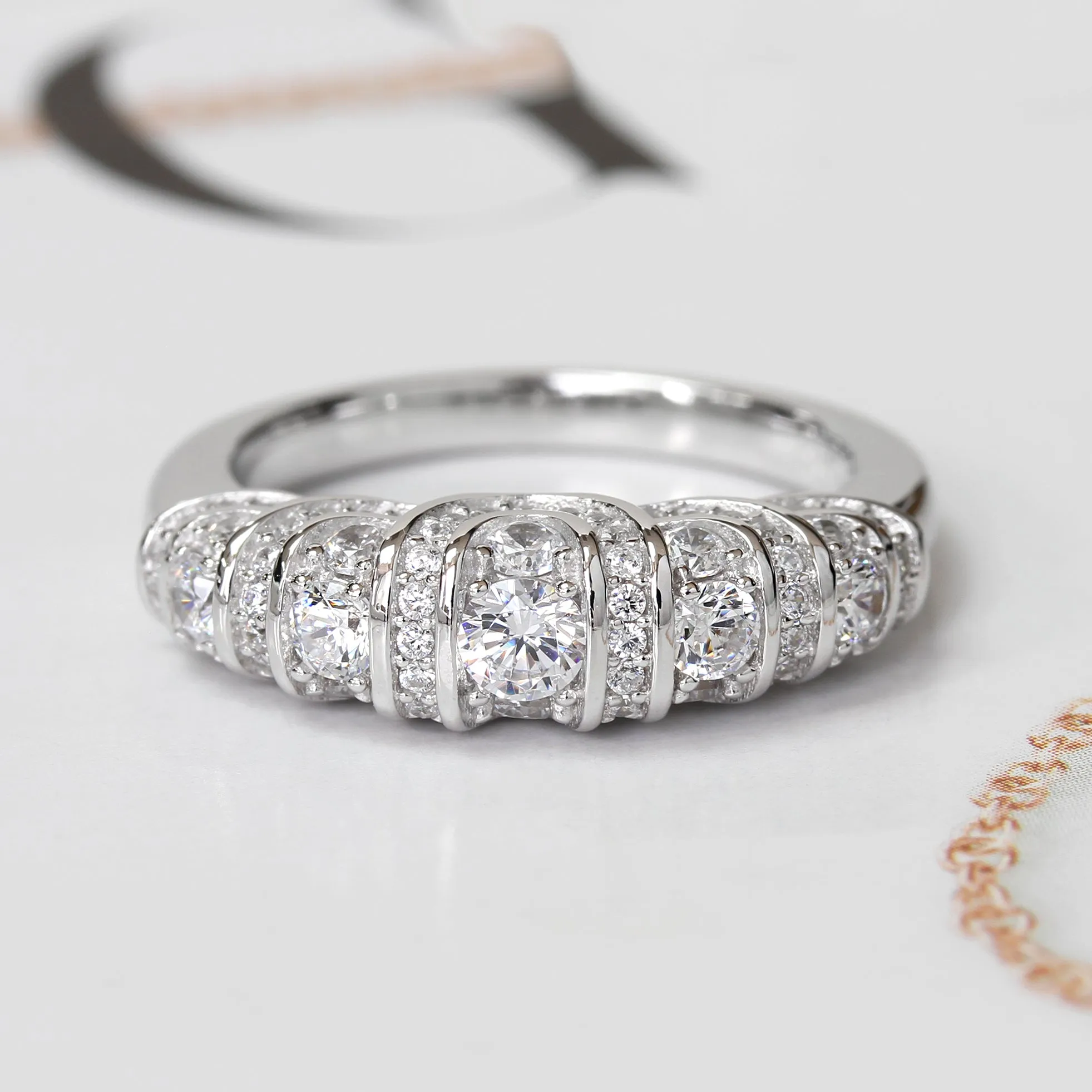 Art Deco Dome Wedding Band