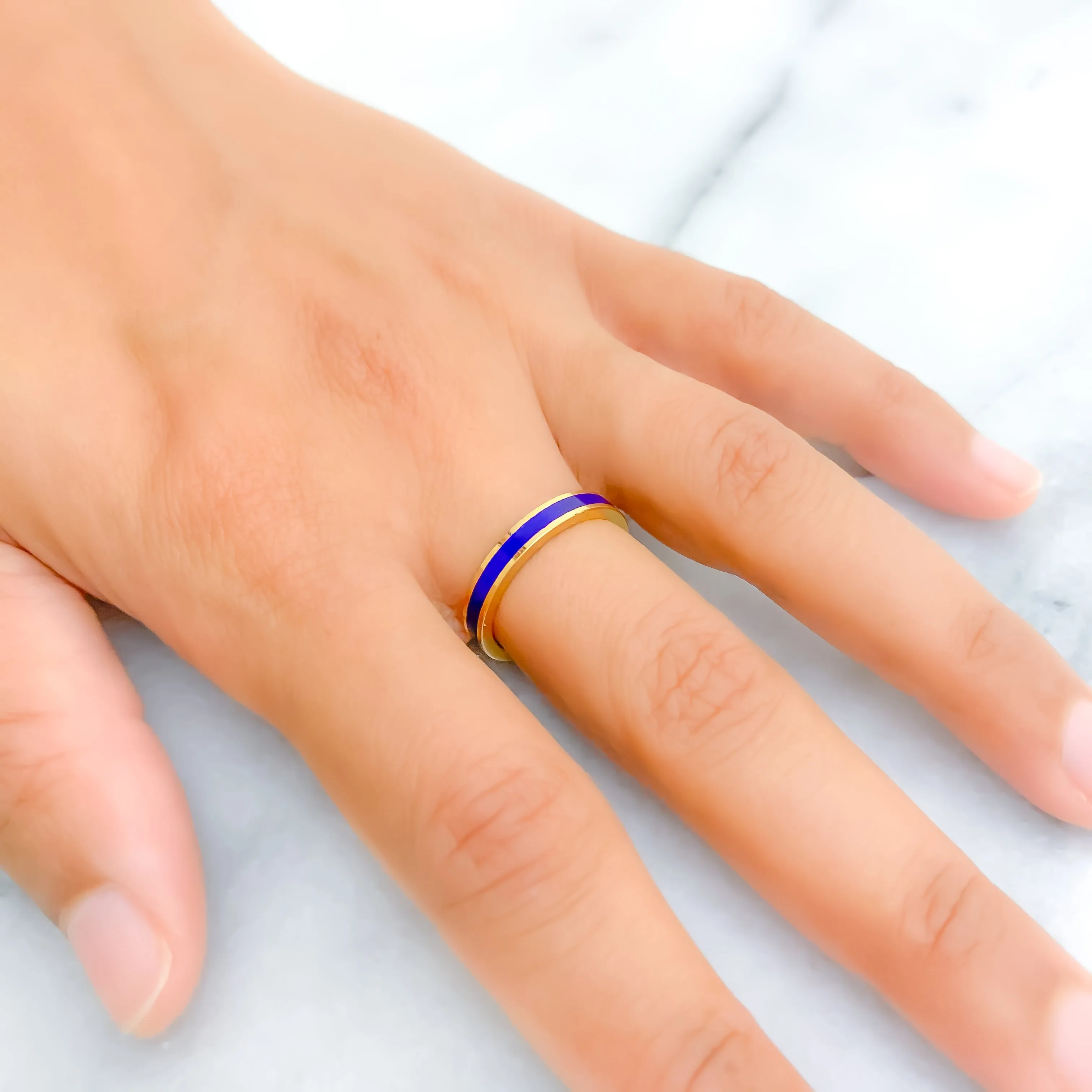 Attractive Royal Blue 22k Gold Enamel Band