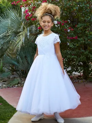 Beaded Lace & Tulle White Communion / Flower Girl Dress
