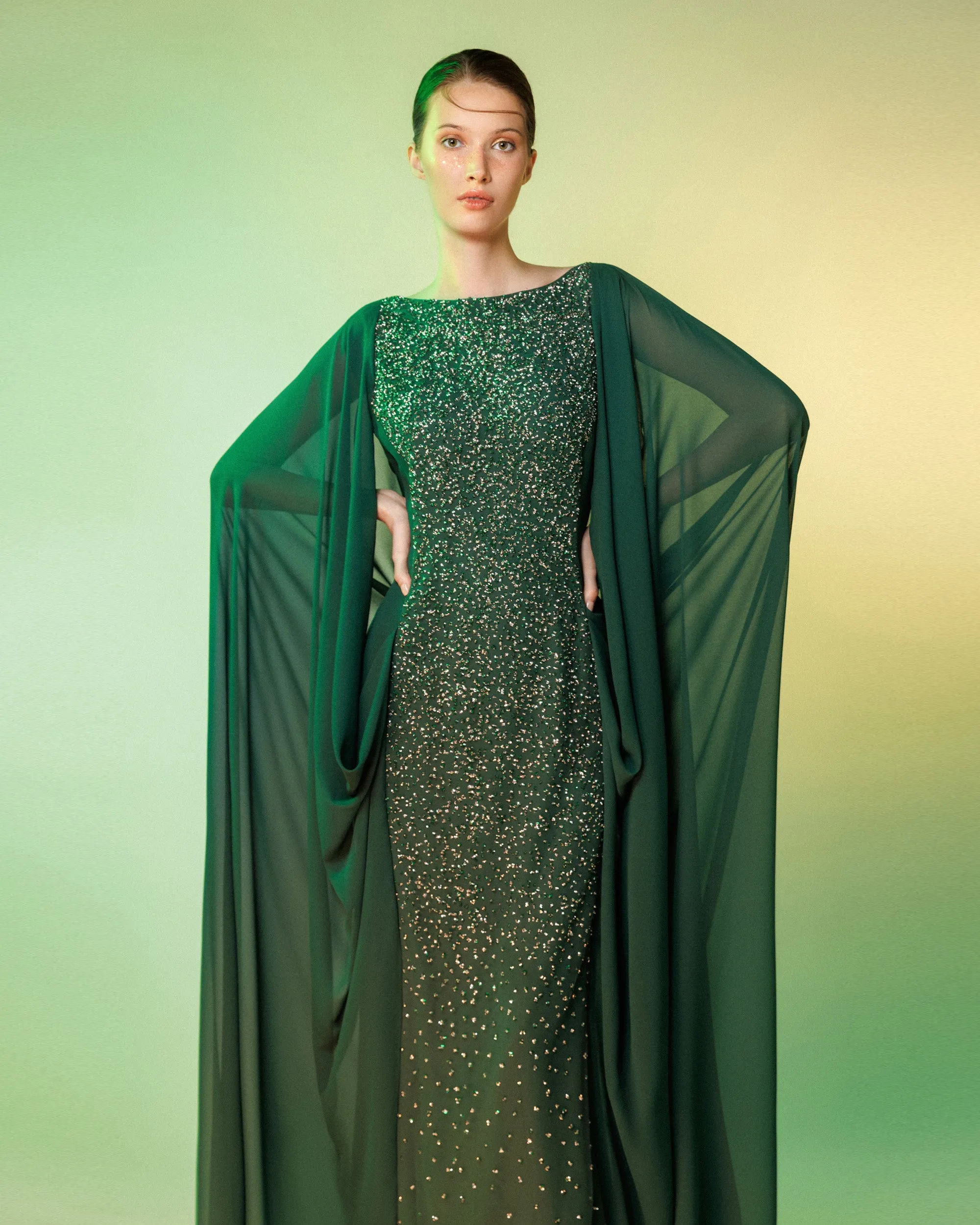 Beaded Round-Neckline Dress
