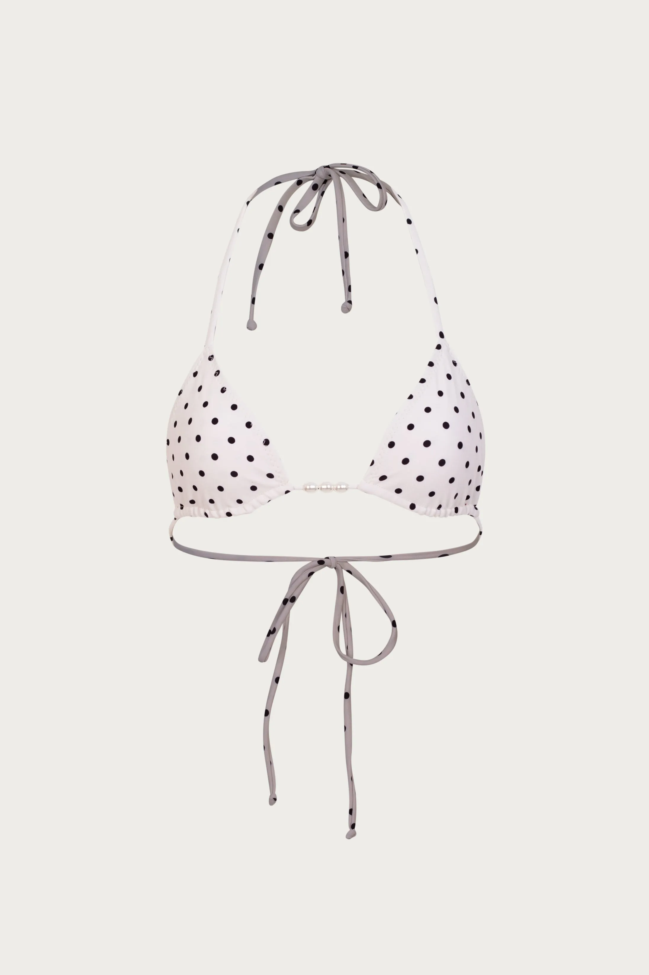Beaded Triangle Top (Cream Black Polka Dot)