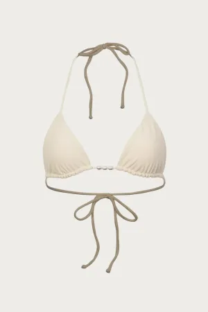 Beaded Triangle Top (Faux Suede Cream)
