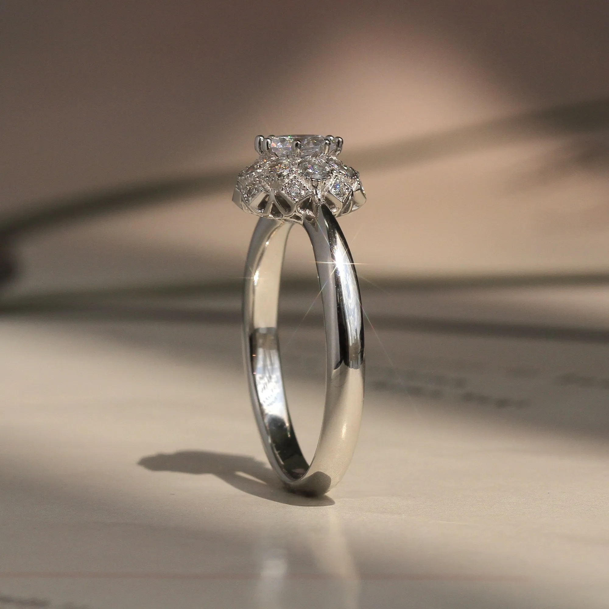 Blossom Brilliance: Floral Halo Engagement Ring