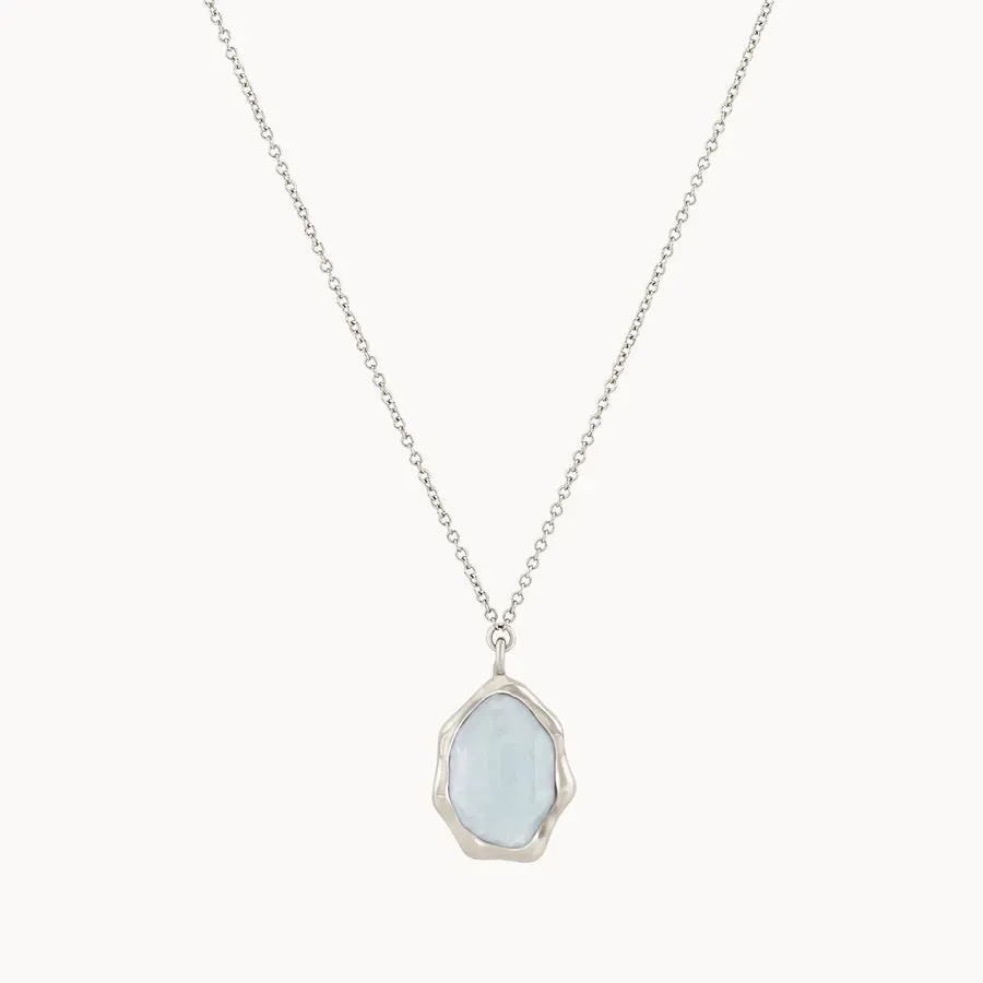 Blue Chalcedony Mood Necklace (Silver)
