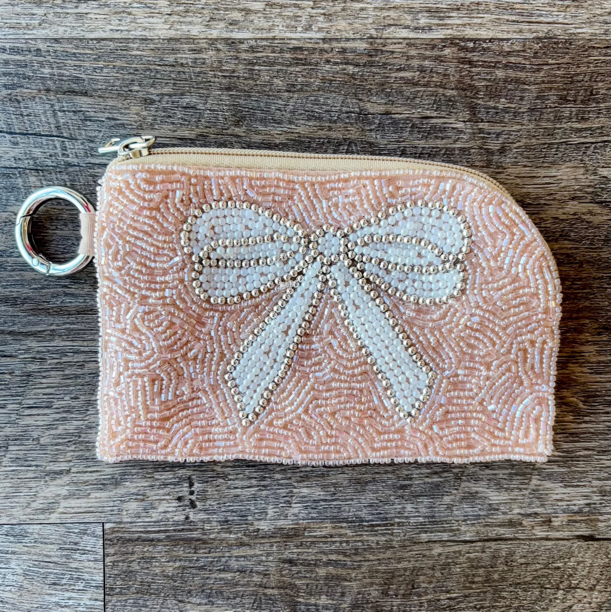 Bow Beaded Keychain Pouch