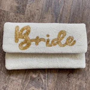Bride Gold Letter Cream Beaded Crossbody