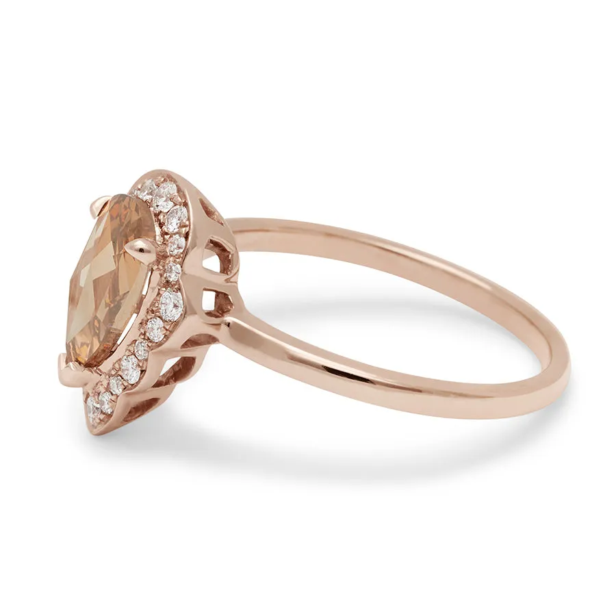 Camellia Petal Ring - Rose Gold & Champagne Diamond (0.73ct)