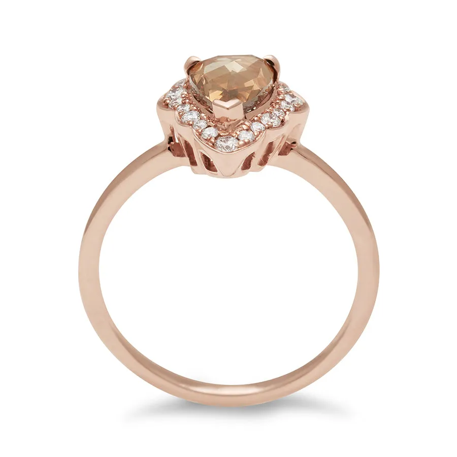 Camellia Petal Ring - Rose Gold & Champagne Diamond (0.73ct)