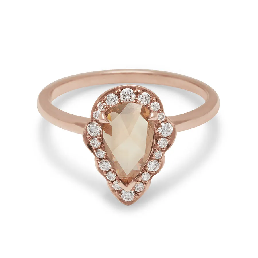Camellia Petal Ring - Rose Gold & Champagne Diamond (0.73ct)