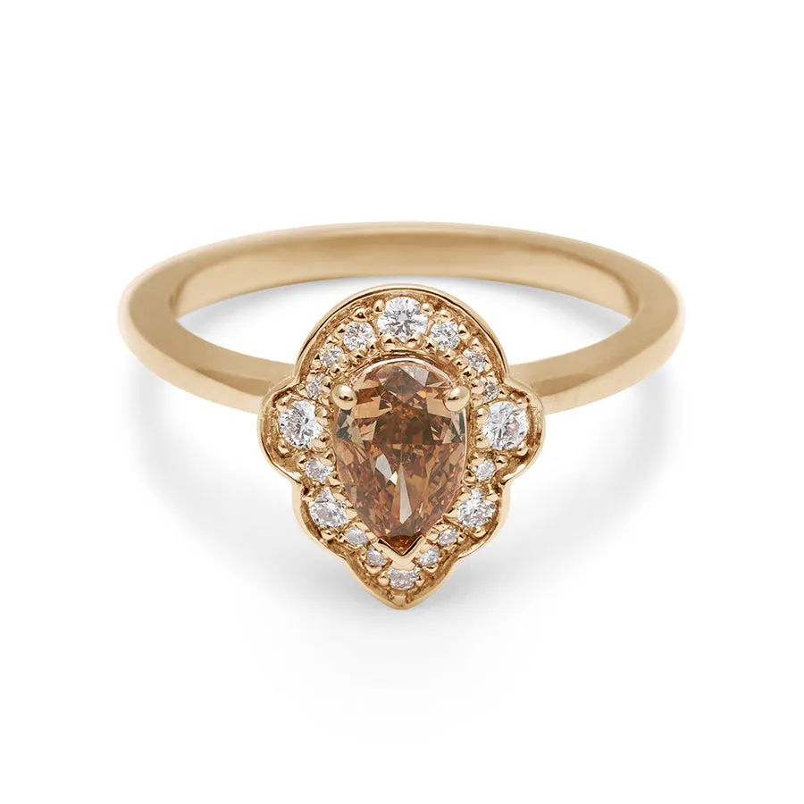Camellia Petal Ring - Yellow Gold & Champagne Diamond (0.68ct)