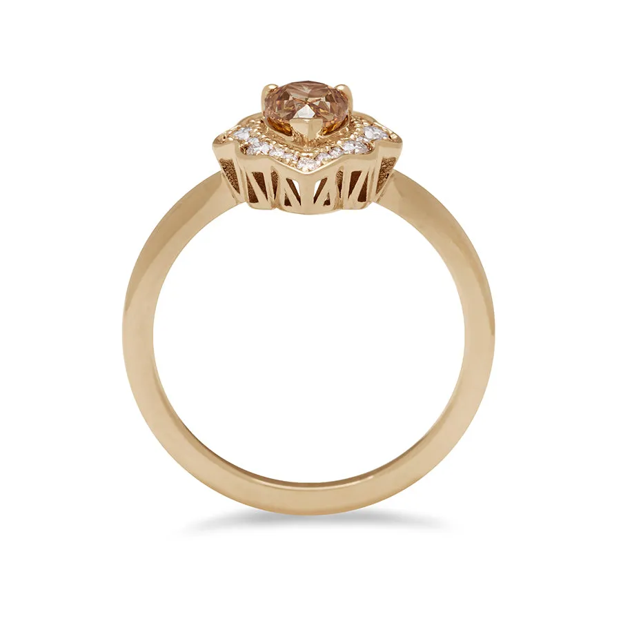 Camellia Petal Ring - Yellow Gold & Champagne Diamond (0.68ct)