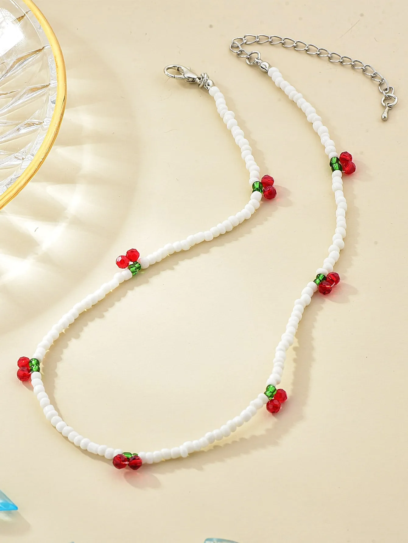 Cherry Decor Beaded Necklace for Women Girls Accessories Jewelry Gifts Gift for
