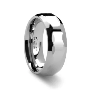 CHICAGO Tungsten Carbide Ring with Oval Facets - 8 mm