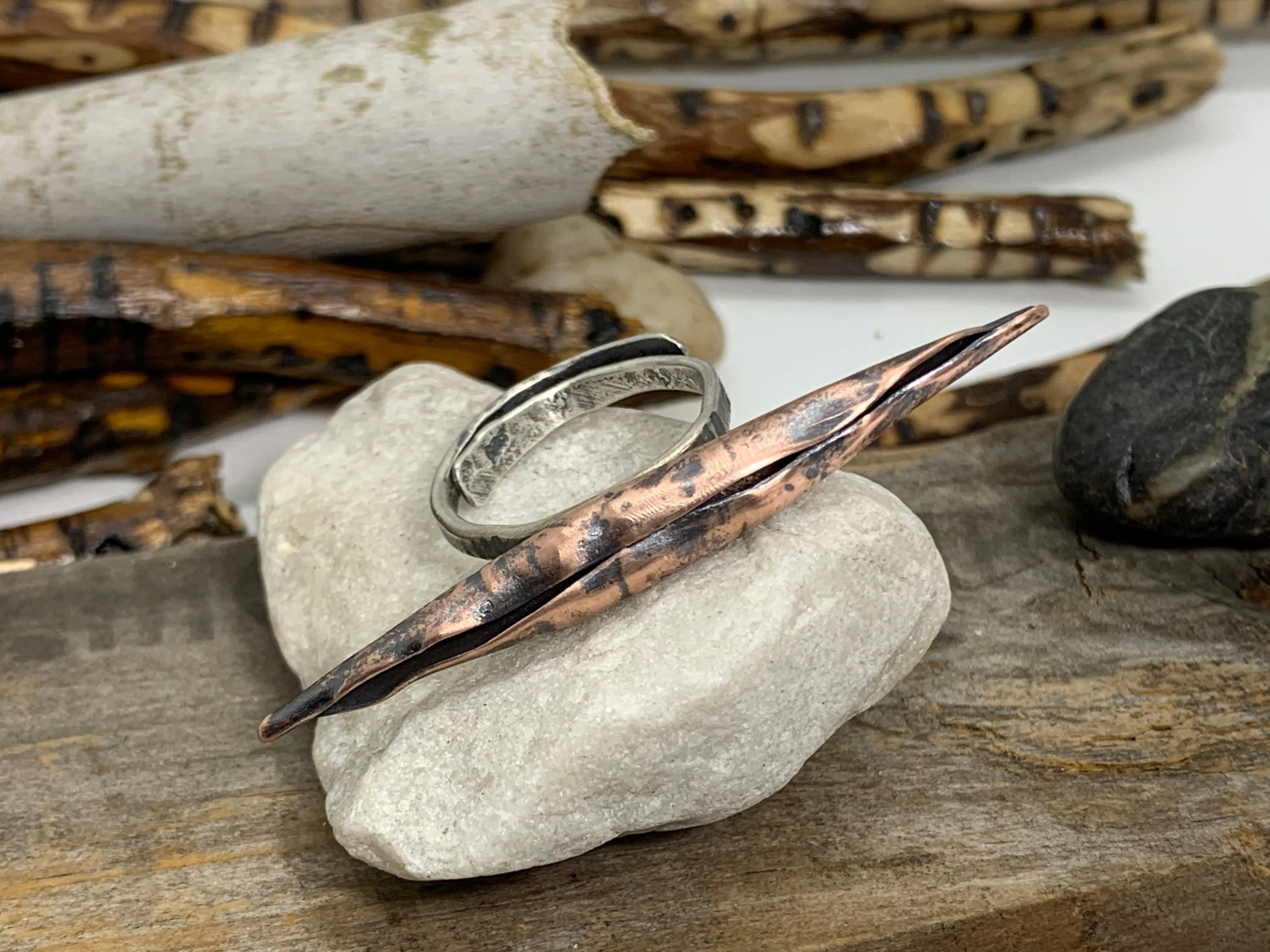 Copper Silver Metal Formed Adjustable Ring