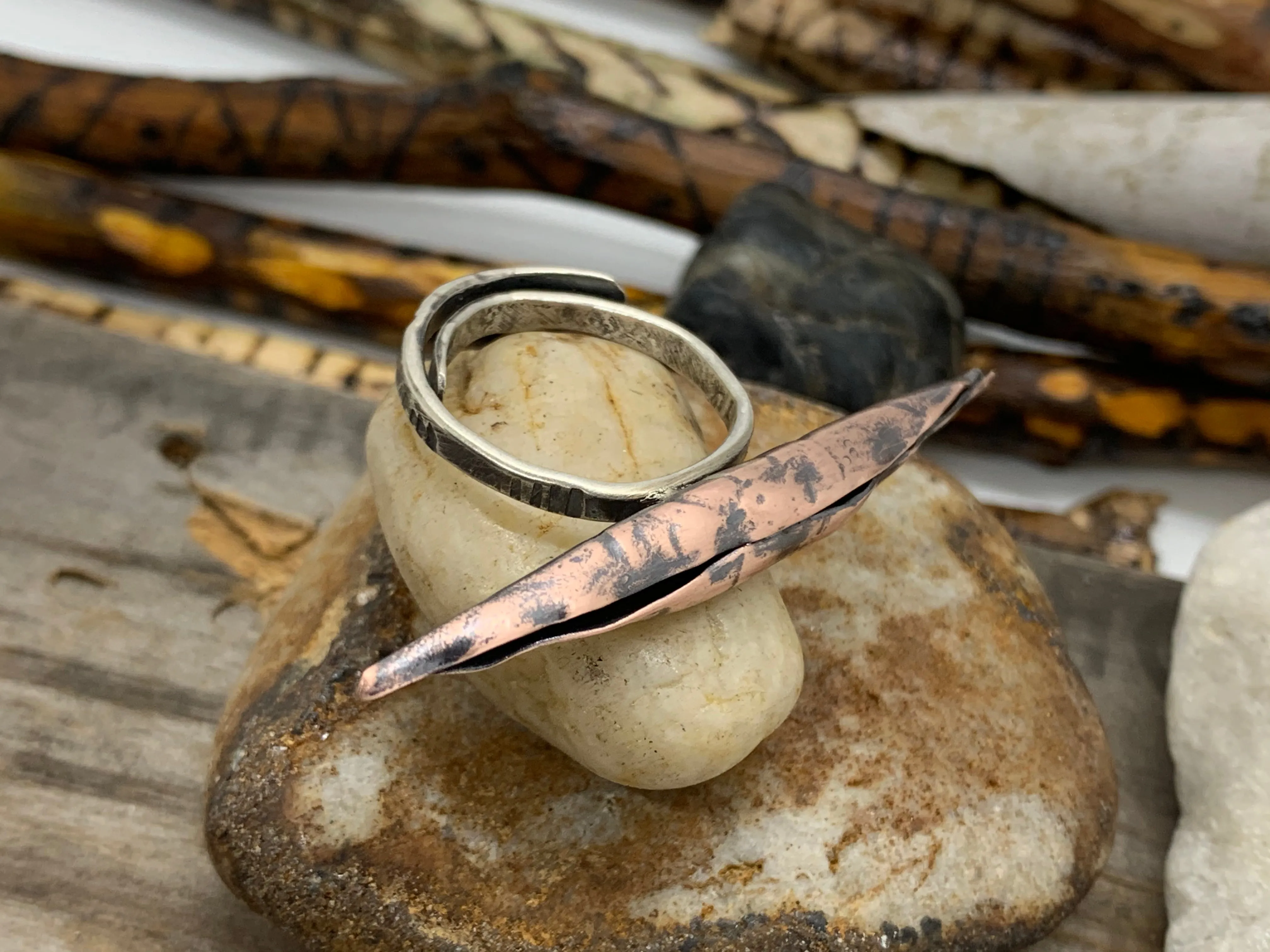Copper Silver Metal Formed Adjustable Ring