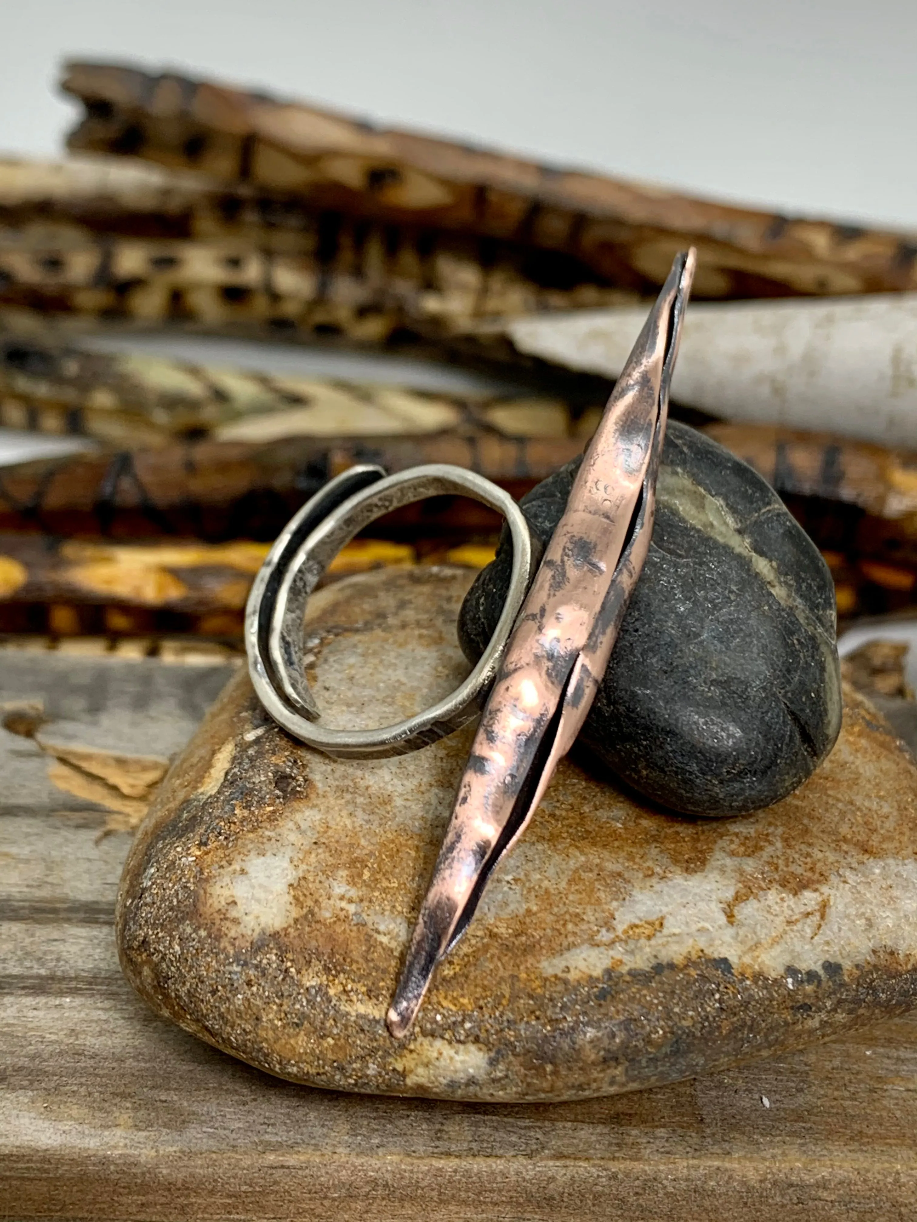 Copper Silver Metal Formed Adjustable Ring