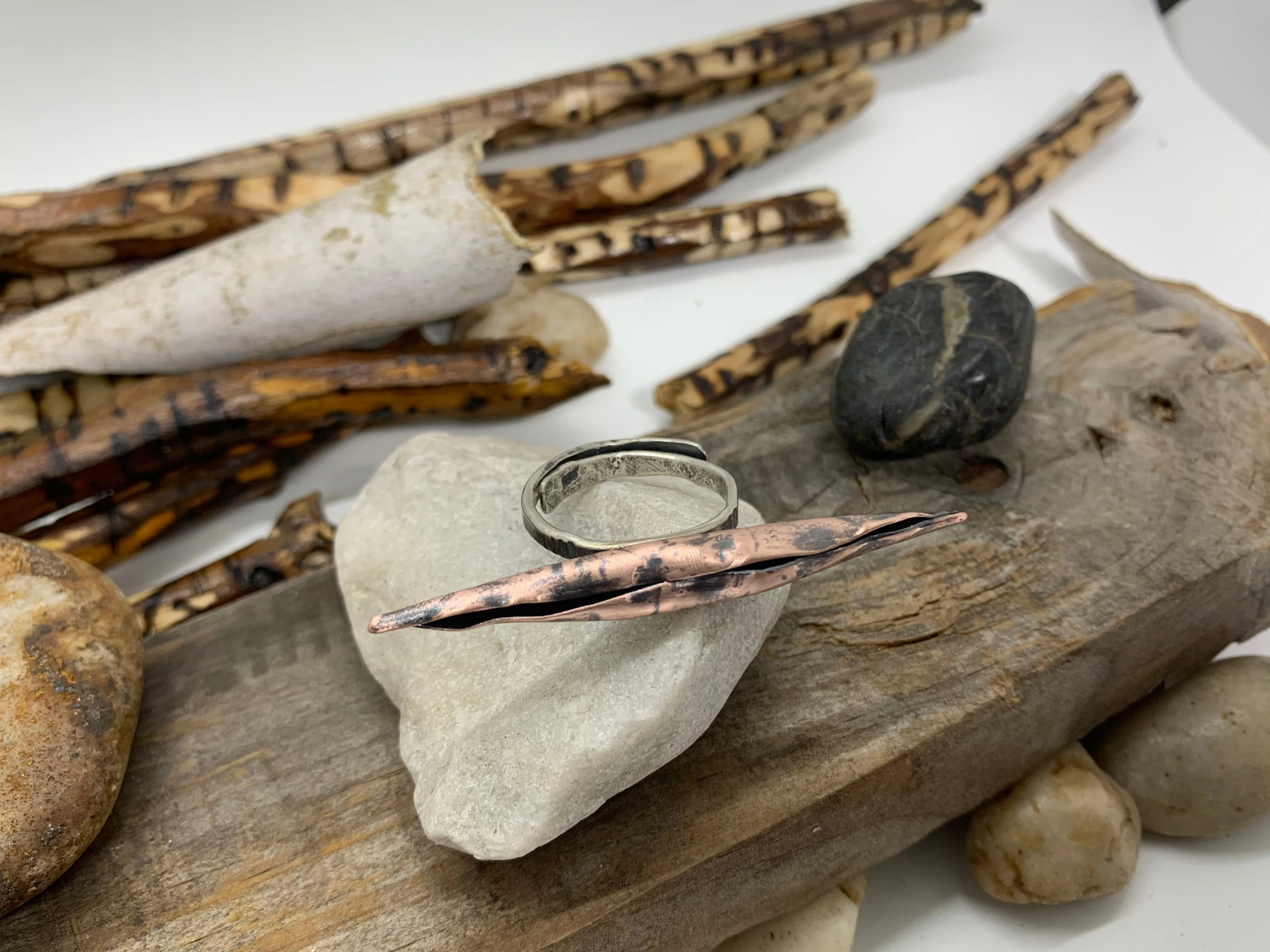 Copper Silver Metal Formed Adjustable Ring
