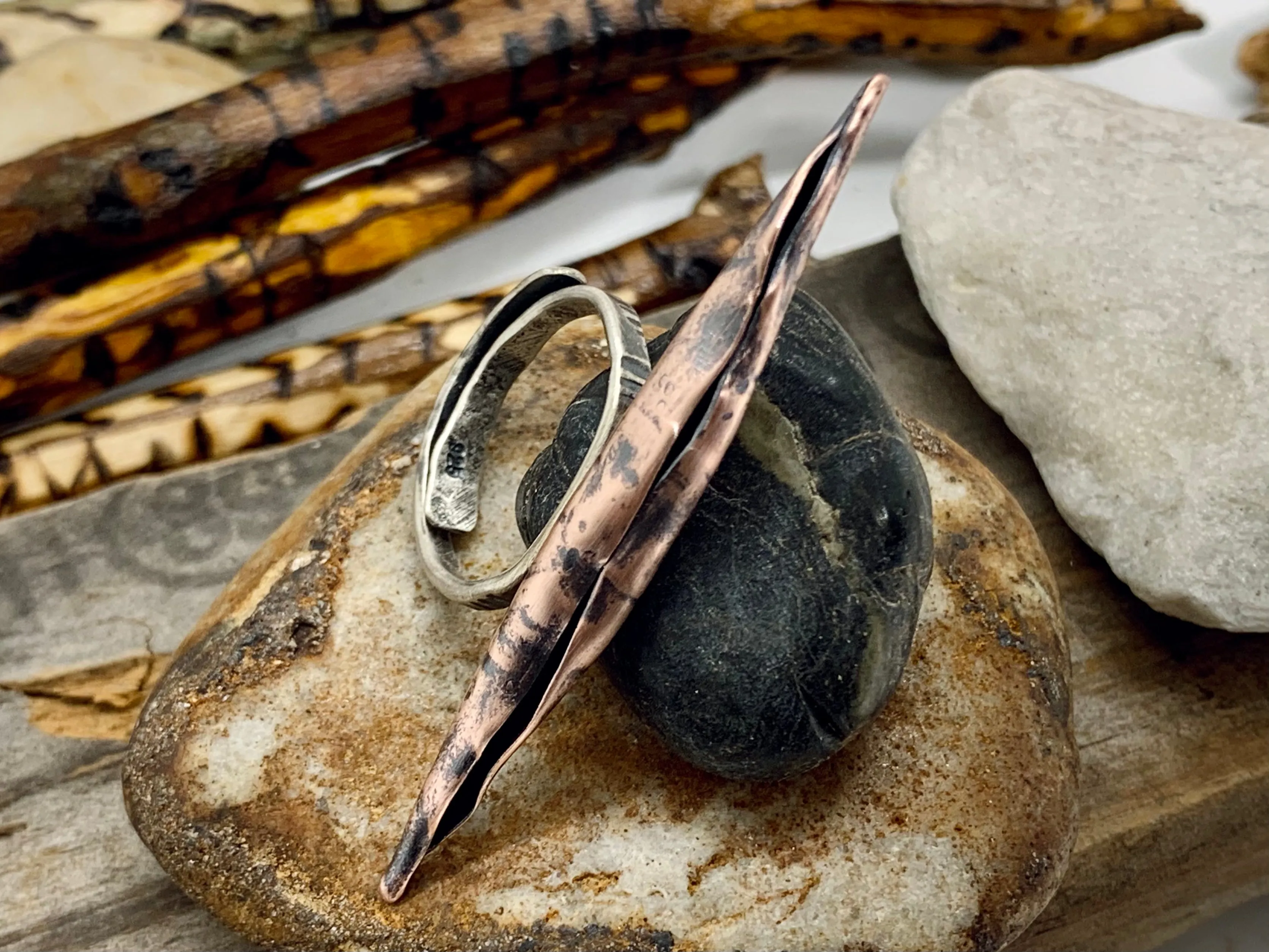 Copper Silver Metal Formed Adjustable Ring