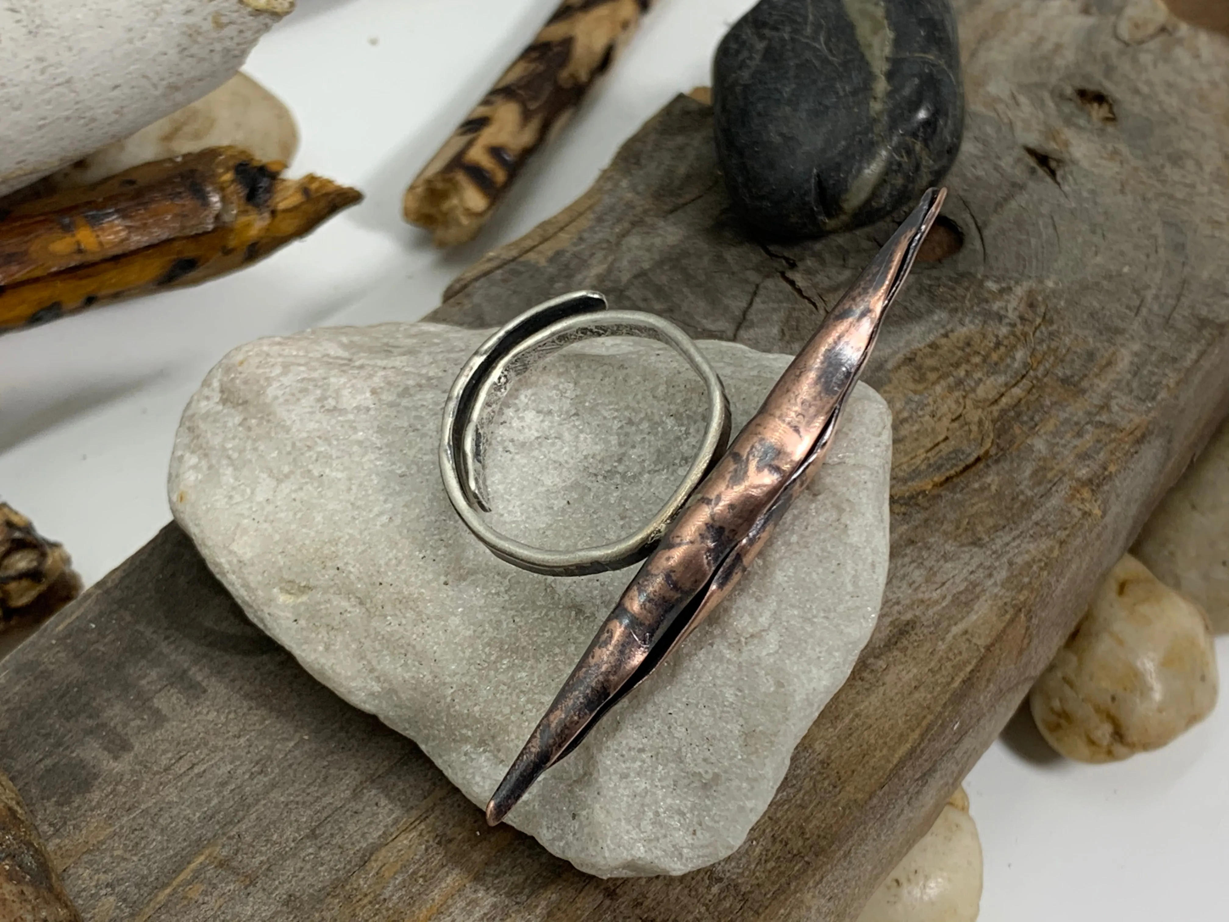 Copper Silver Metal Formed Adjustable Ring