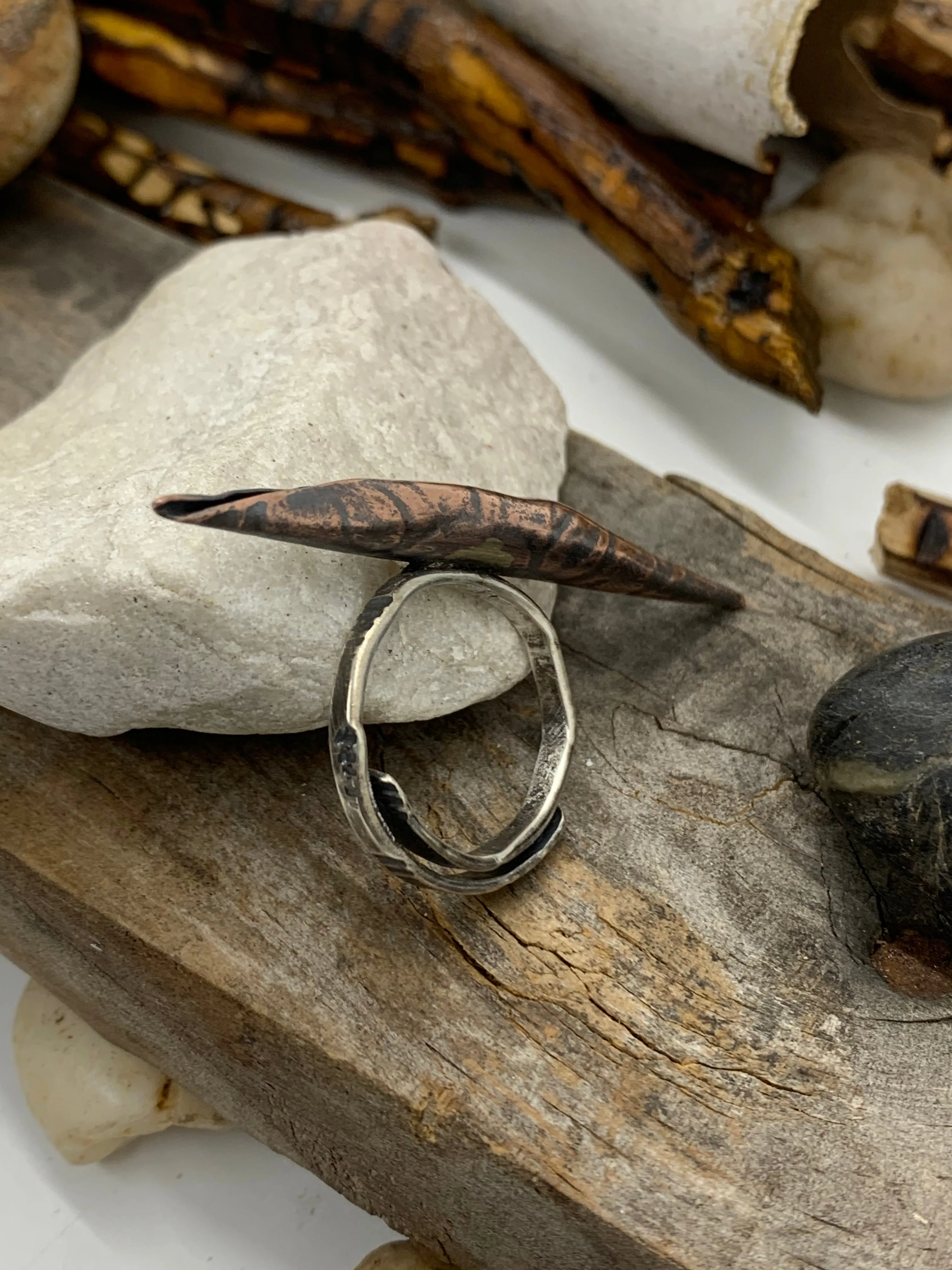 Copper Silver Metal Formed Adjustable Ring