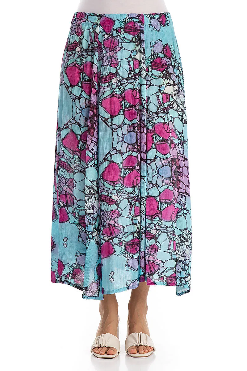 Crinkled Gemstone Silk Viscose Skirt