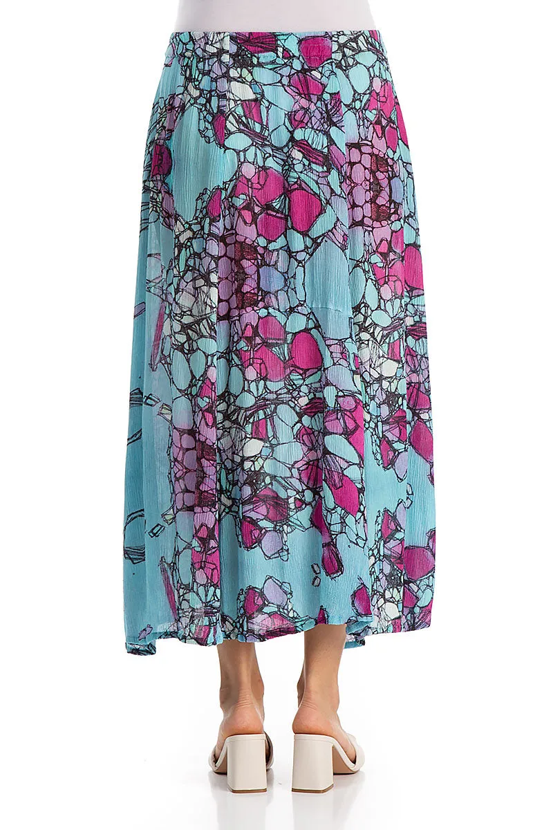 Crinkled Gemstone Silk Viscose Skirt