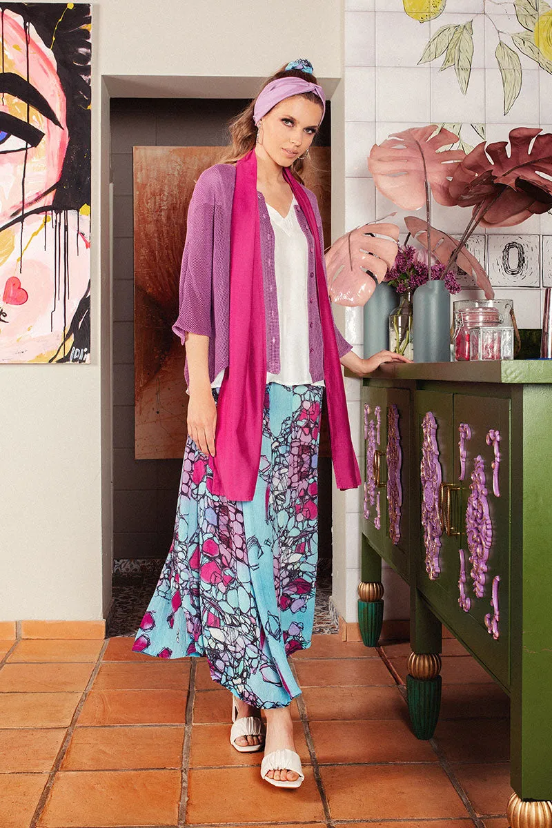 Crinkled Gemstone Silk Viscose Skirt