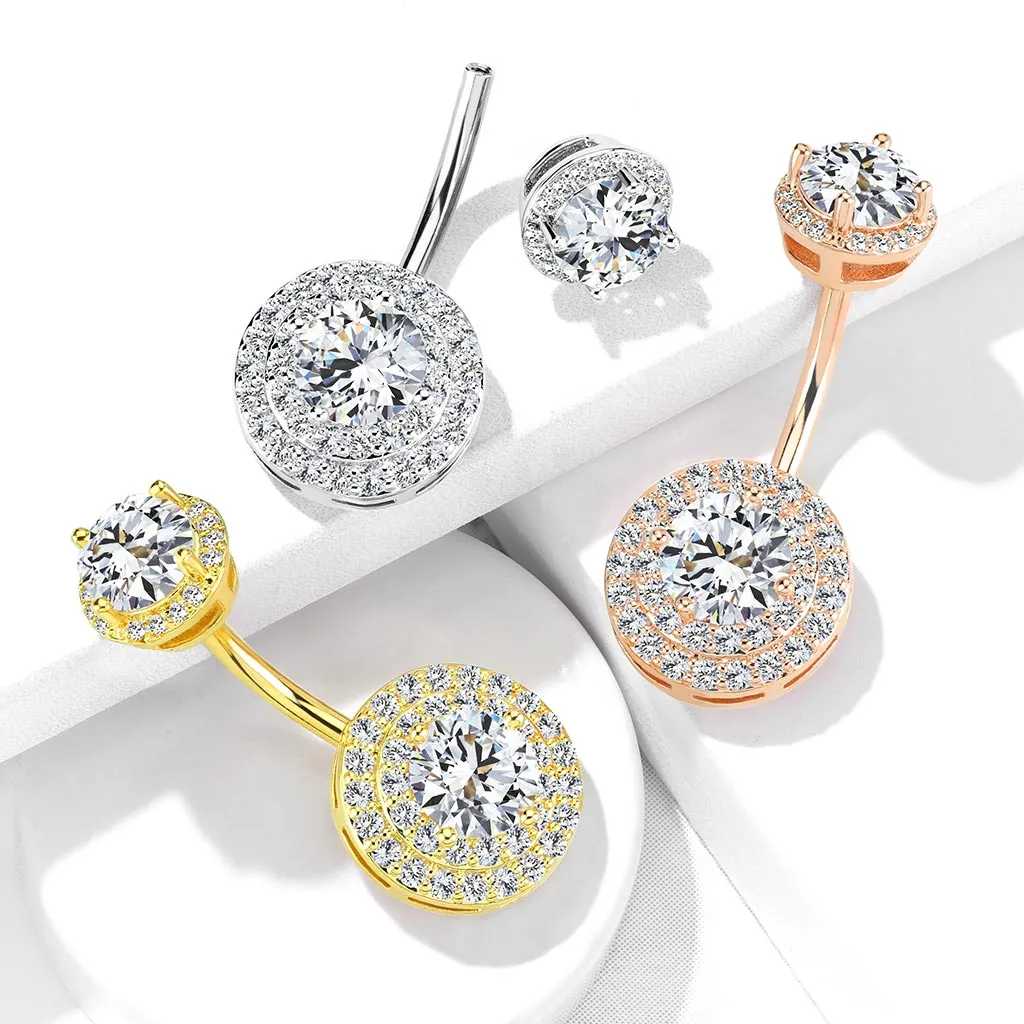 Crowned Jojo Halo Belly Bar with Rose Gold Plating