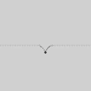 CUPID. Black Spinel Chevron Collar - Silver