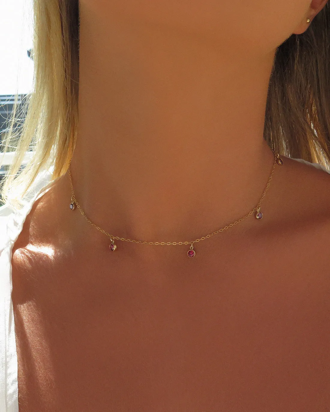 Five Birthstone Necklace - 14K Yellow Gold Fill