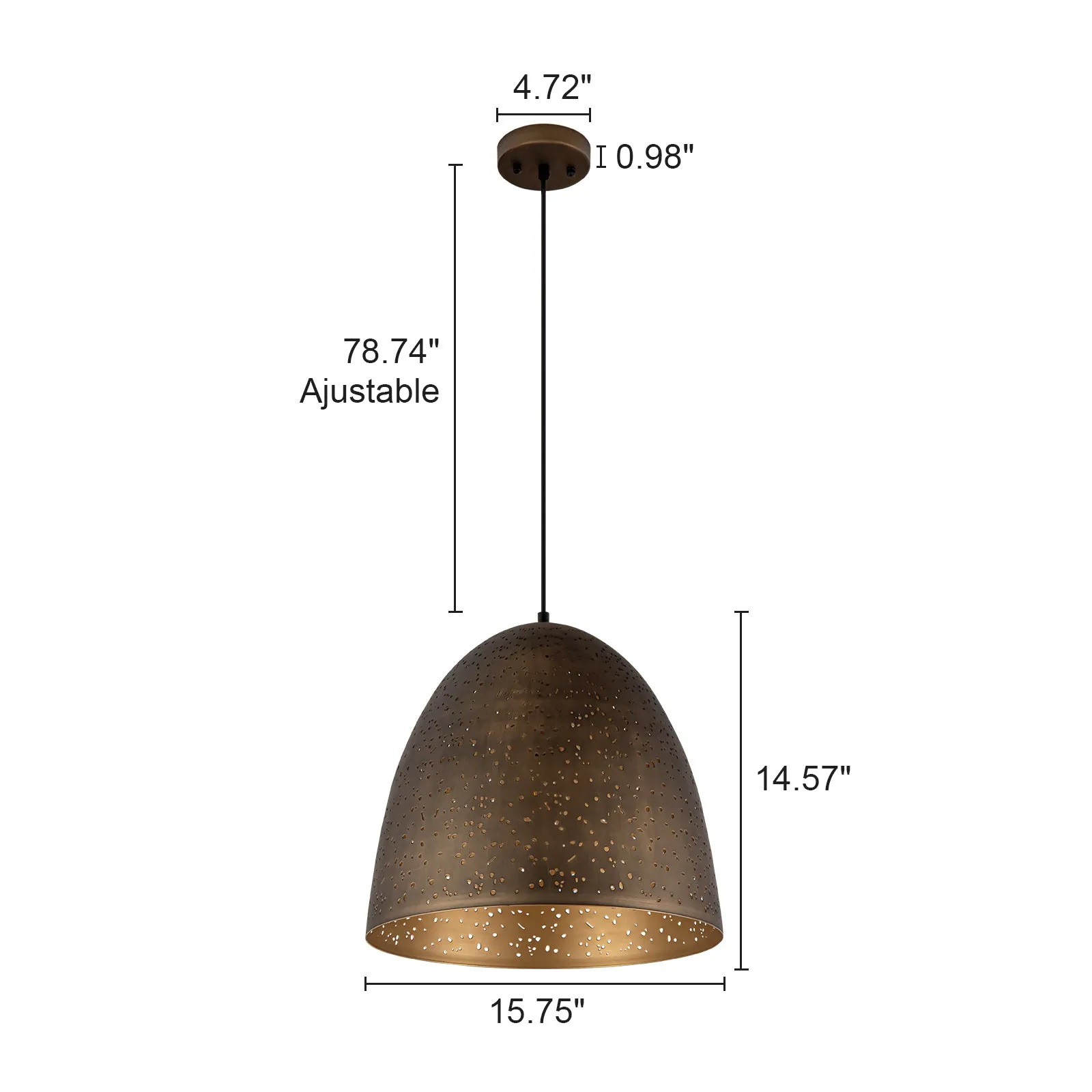 Glowlings 1-Light Vintage Rustic Starry Hourglass Antique Brass Dome Pendant Light