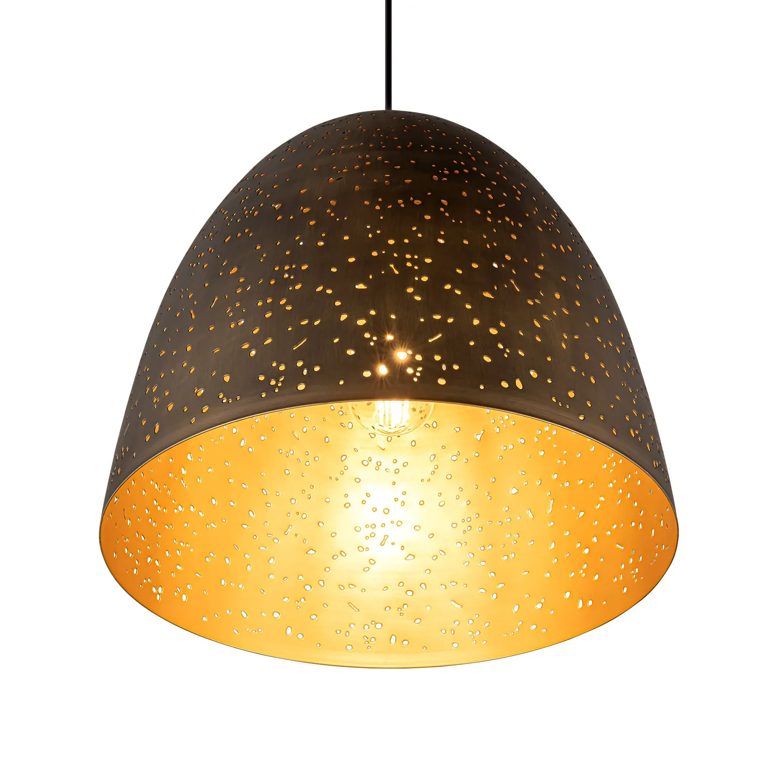 Glowlings 1-Light Vintage Rustic Starry Hourglass Antique Brass Dome Pendant Light