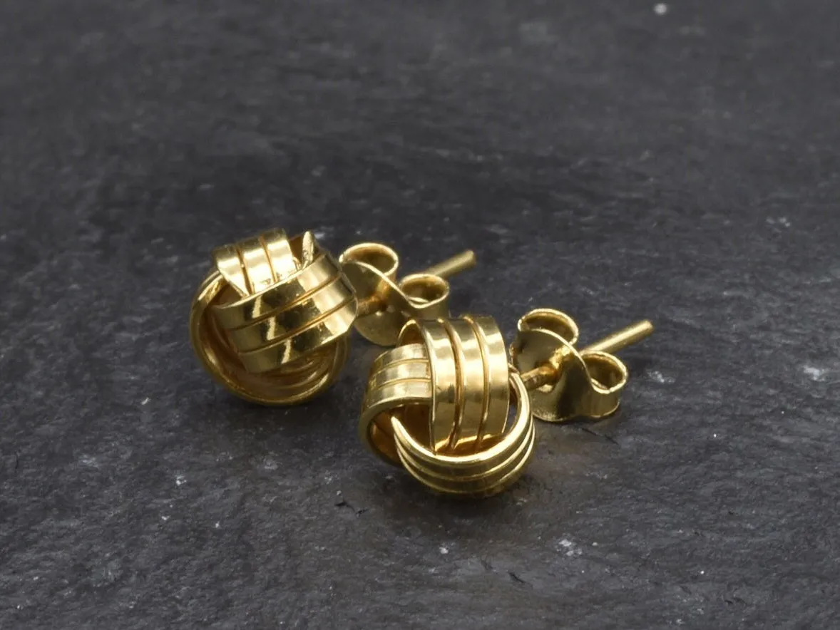 Gold Knot Earrings - Dainty Stud Earrings, Minimalist Earrings