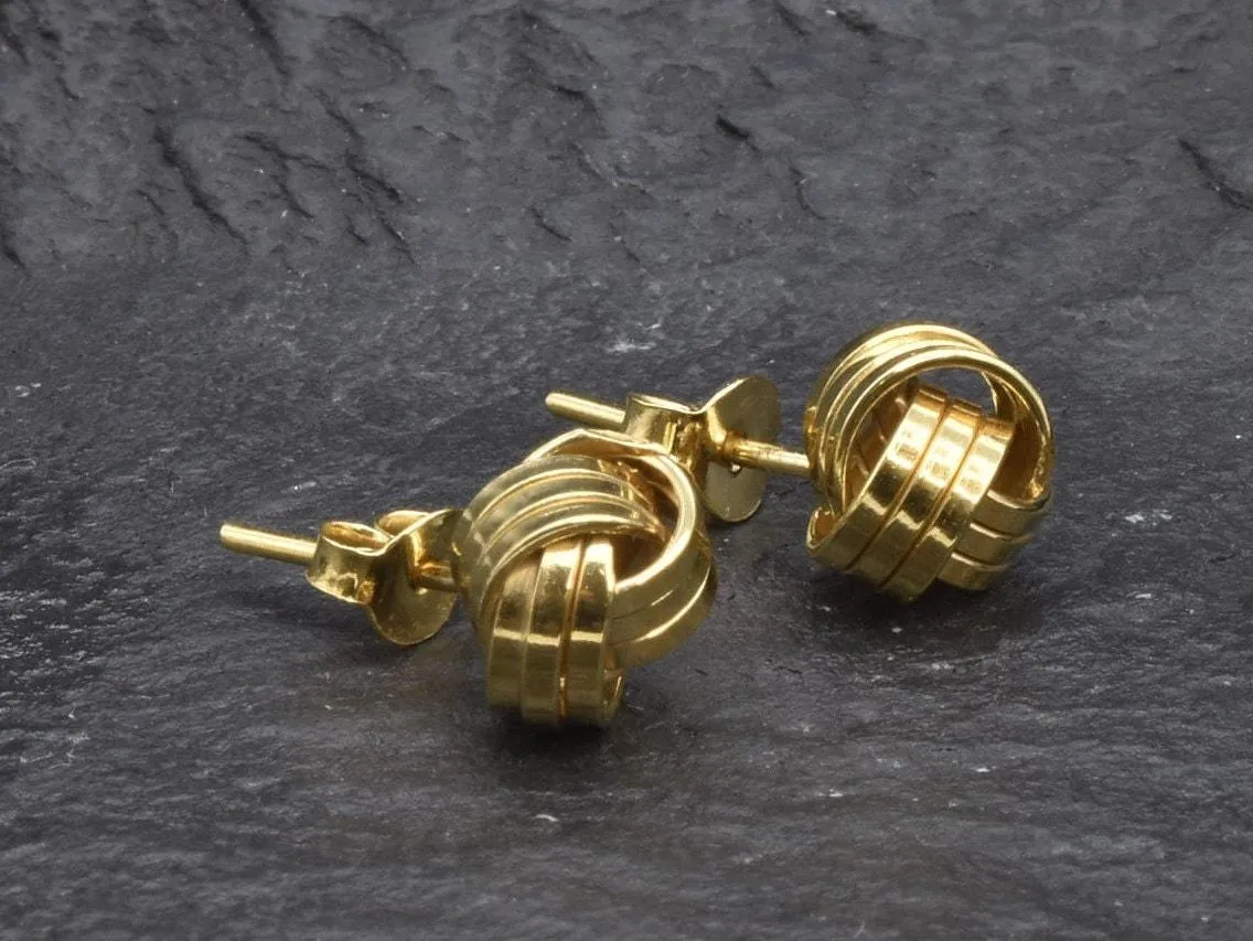 Gold Knot Earrings - Dainty Stud Earrings, Minimalist Earrings