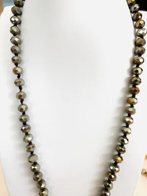 Hand Knotted Crystal and Stone 36in Necklace