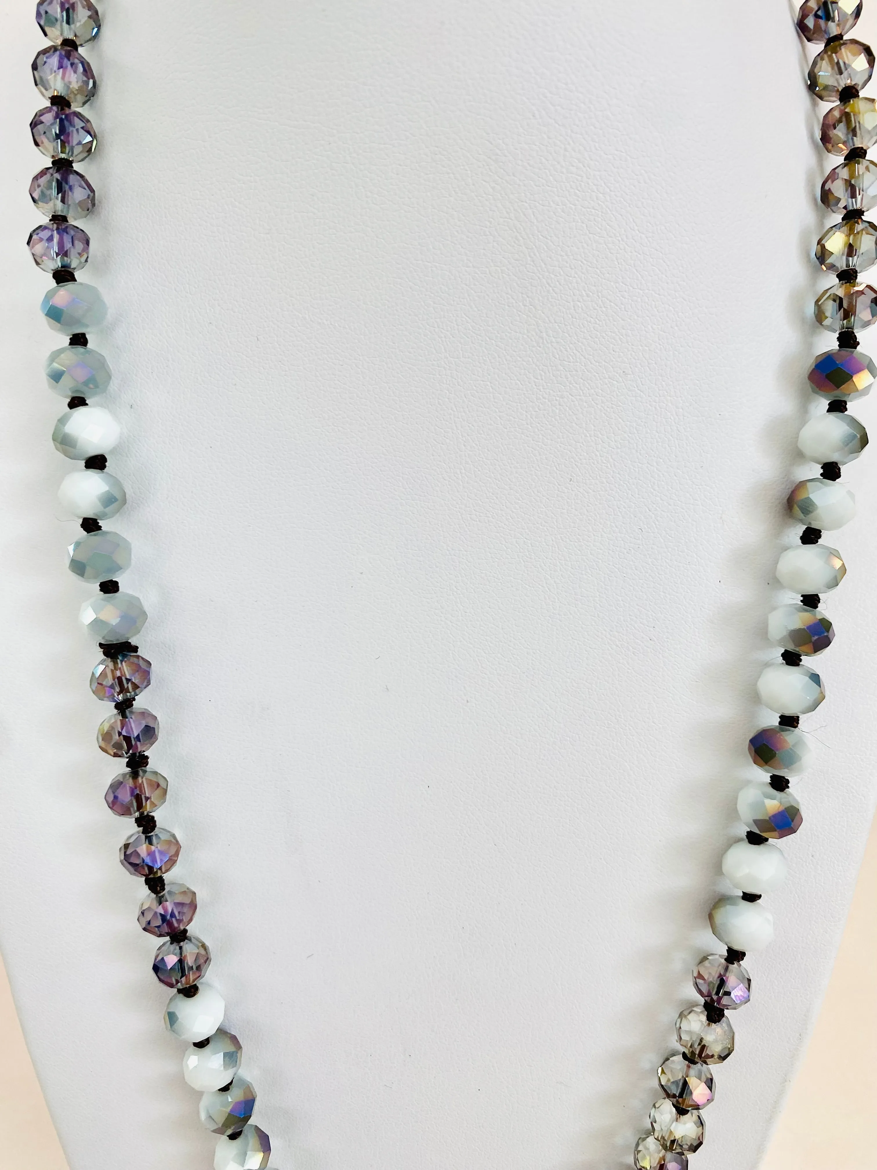 Hand Knotted Crystal and Stone 36in Necklace