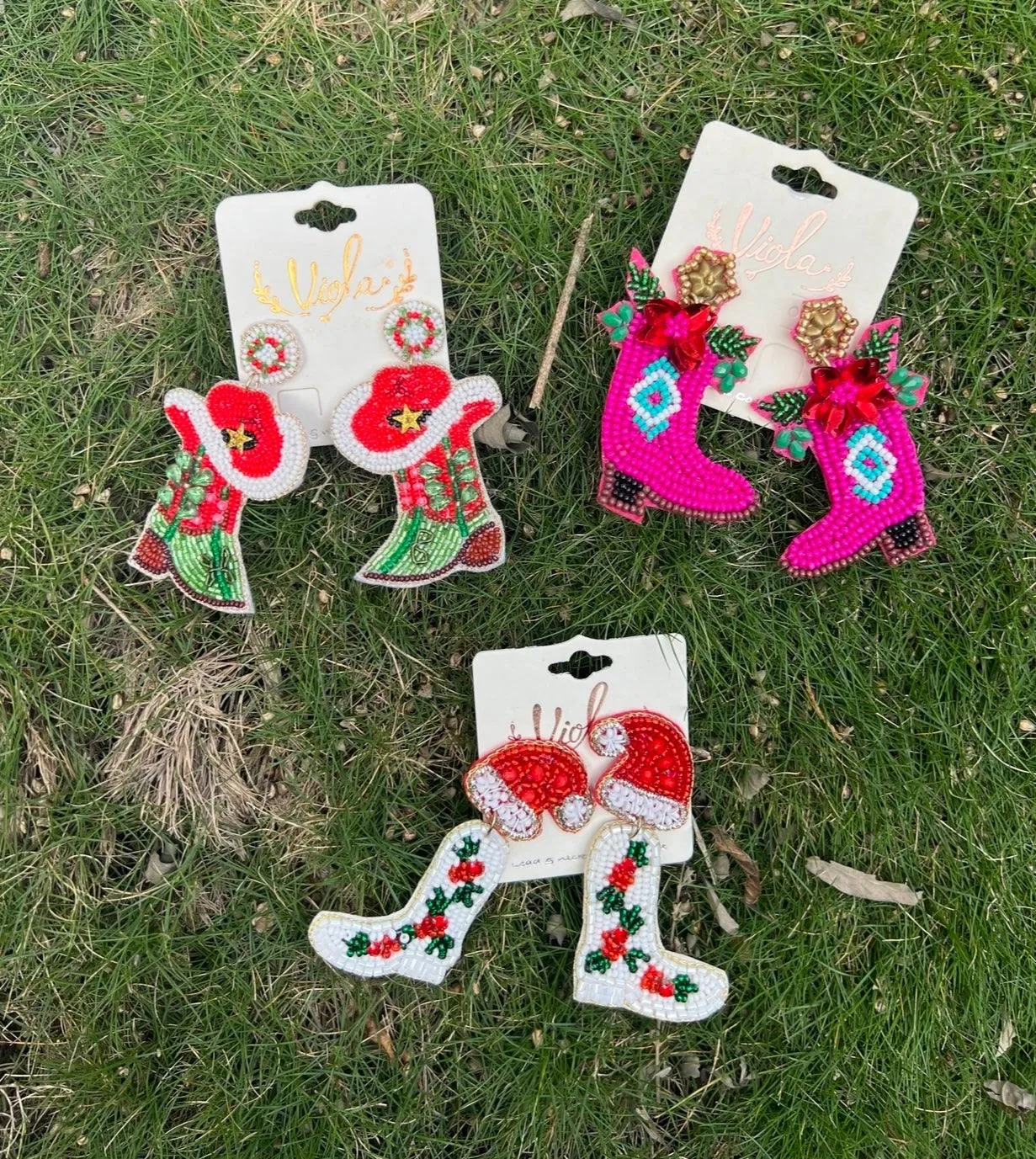 Holiday Cowgirl Boot Earrings