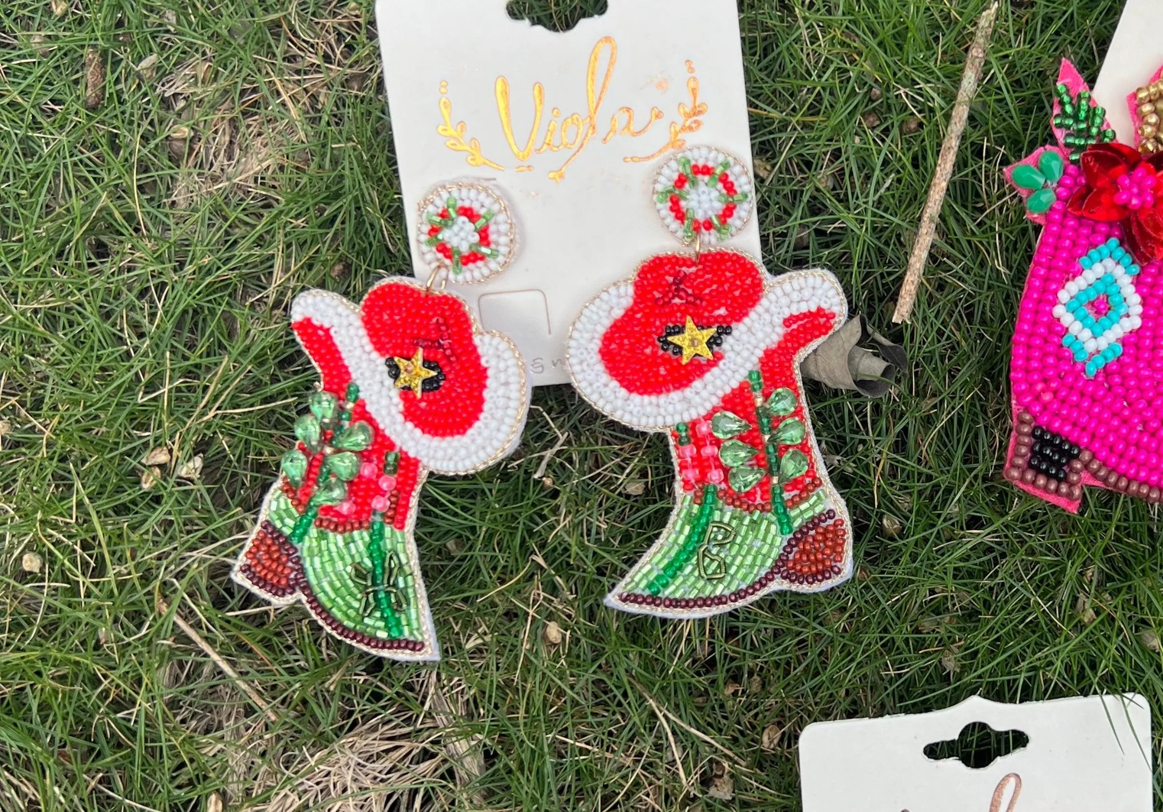 Holiday Cowgirl Boot Earrings